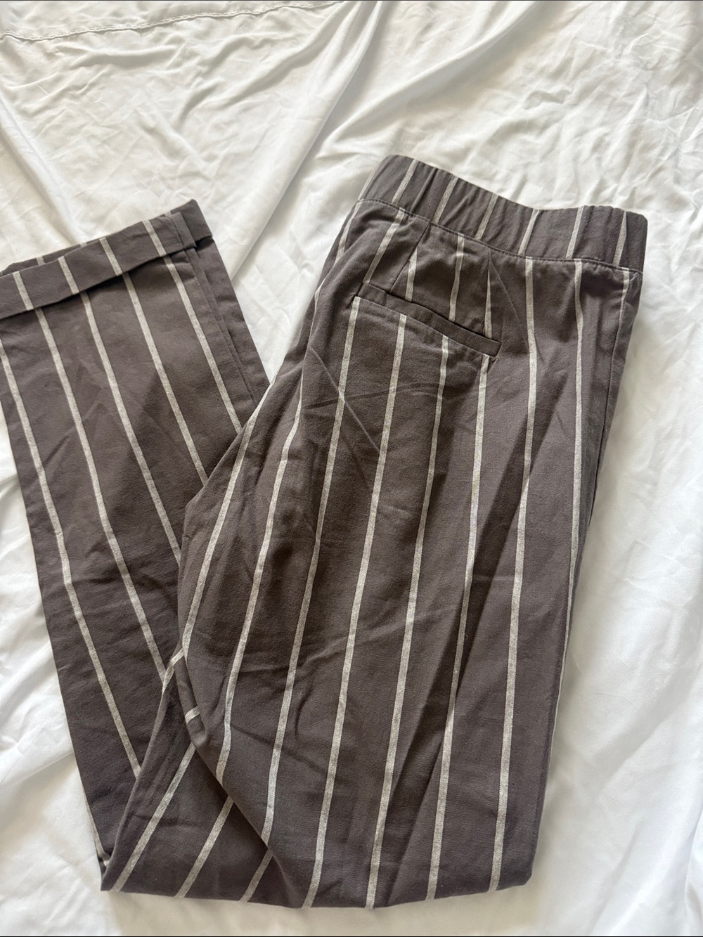 Women  Striped Casual Pants in Charcoal